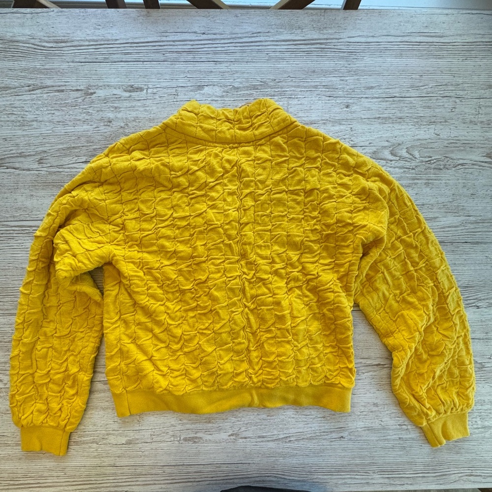 Free People Beach Sunny Yellow Button Down Bomber Cardigan M - Picture 3 of 10